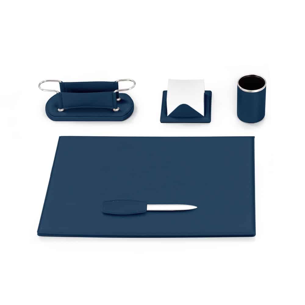 In Tempo - Set da scrivania Liberty in ecopelle colore blu scuro - 4205LB32  - Villa Varese
