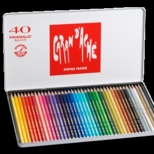 Caran d’Ache – Confezione da 40 pastelli Caran d’Ache Prismalo, in scatola di metallo.Colori – 999.34