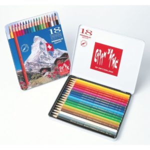 Caran d’Ache – Confezione da 18 pastelli Caran d’Ache Prismalo, in scatola di metallo.Colori – 999.318