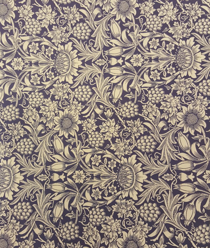 Carta Varese - Confezione da 5 fogli di carta Varese misura 100x70cm, peso carta: 100 g/mq. fantasia fiori e frutta blu. - 171FIOFRUBLU