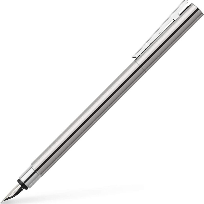 Faber Castell - Penna stilografica Faber Castell  Neo Slim acciaio, cromato, punta pennino media. - 342000