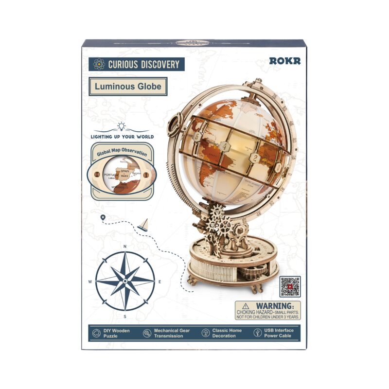 Robotime Rokr - Globo luminoso in legno - ST003