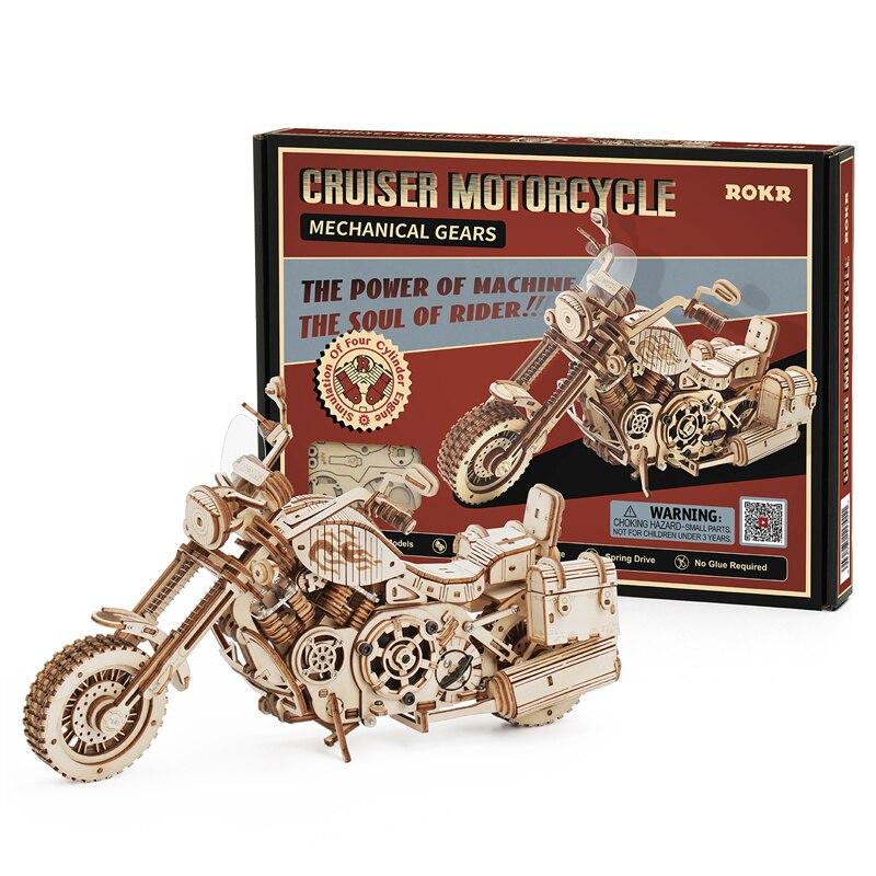 Robotime Rokr - Cruiser Motorcycle puzzle 3D in legno - LK504