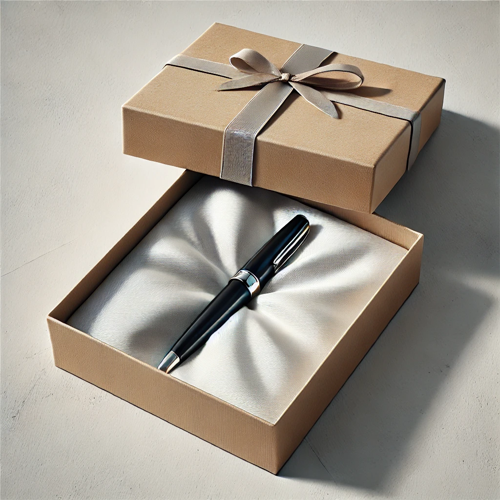Scatola regalo che contiene una penna elegante