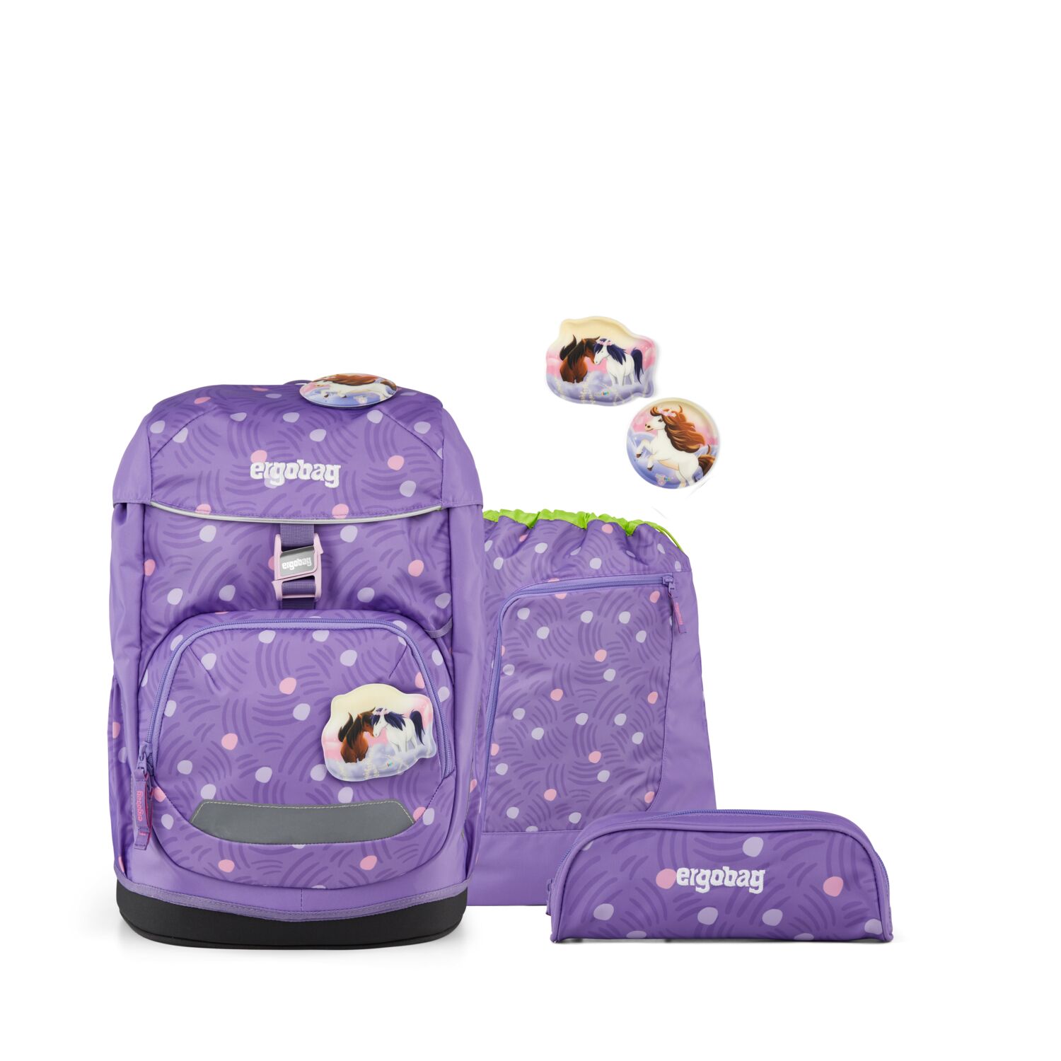 Ergobag - FLEX SET PonyBearadise: Zaino per la scuola primaria ergonomico e sostenibile Ergobag con accessori compresi. - 01519-90396-10