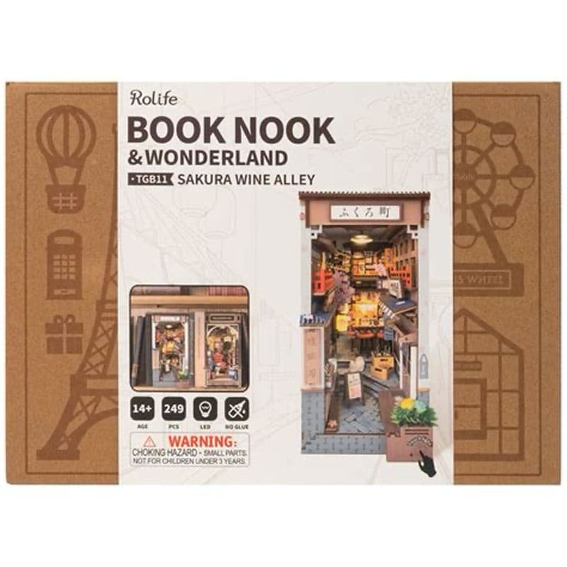 Robotime Rokr - Book Nook Sakura Wine alley. Reggilibro 3D da montare - TGB11