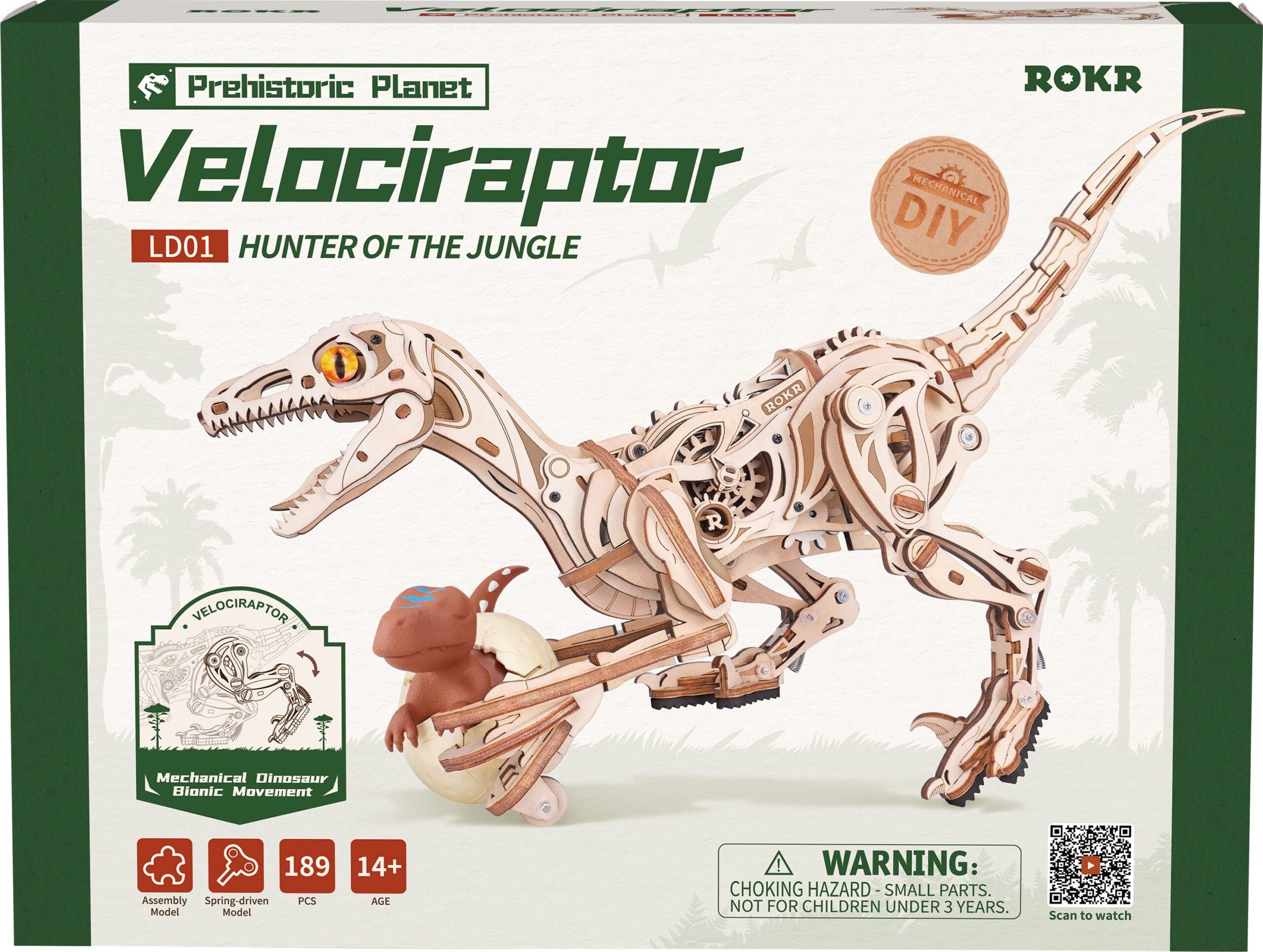 Robotime Rokr - Velociraptor Modello 3D da montare - LD01