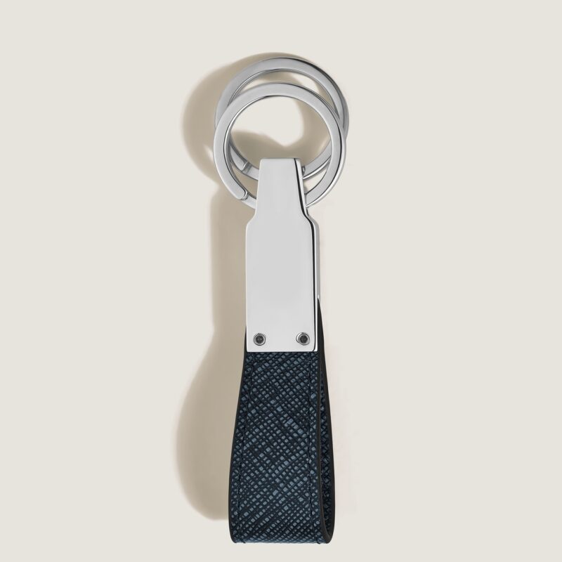 Montblanc - Portachiavi Montblanc in Pelle Sartorial, colore Tweed blue - 220397