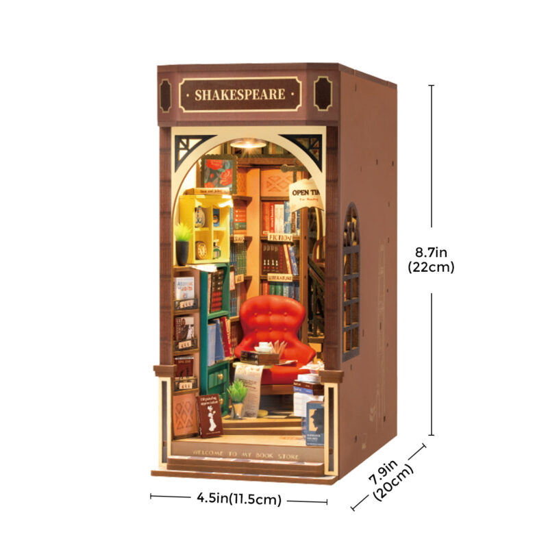Robotime Rokr - Book nook Bookstore Shakespeare, reggilibro Rolife - TGB07