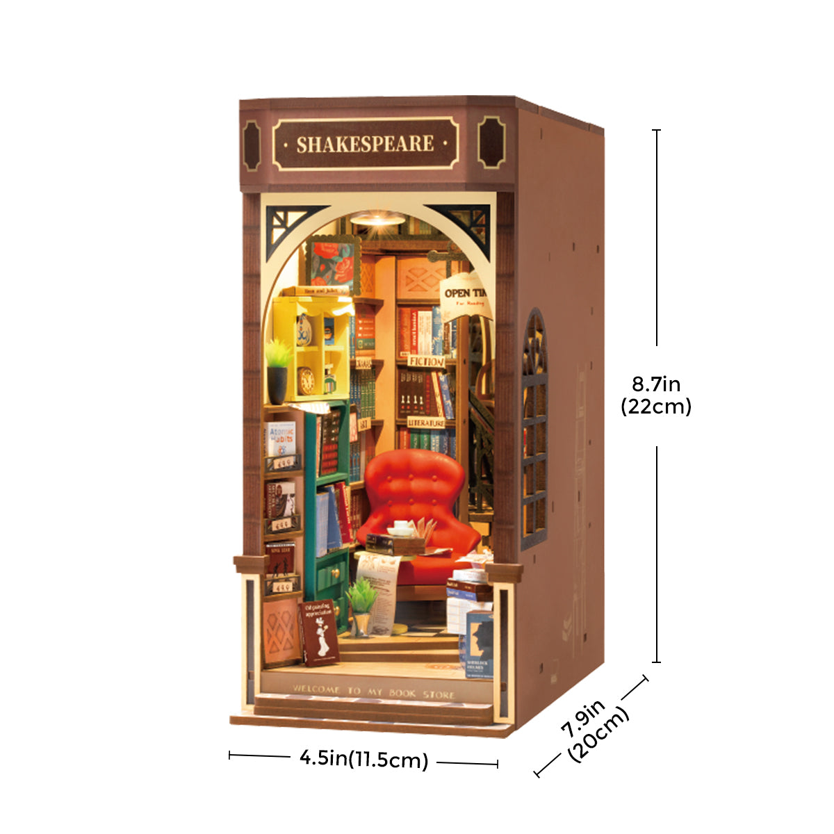 Robotime Rokr - Book nook Bookstore Shakespeare, reggilibro Rolife - TGB07