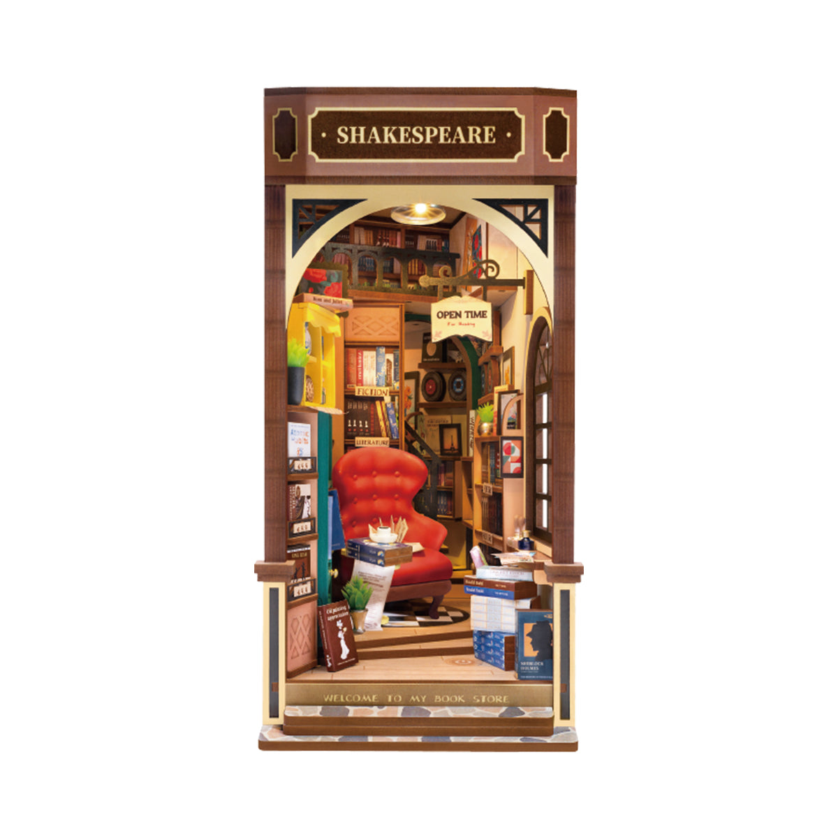 Robotime Rokr - Book nook Bookstore Shakespeare, reggilibro Rolife - TGB07 - immagine 6