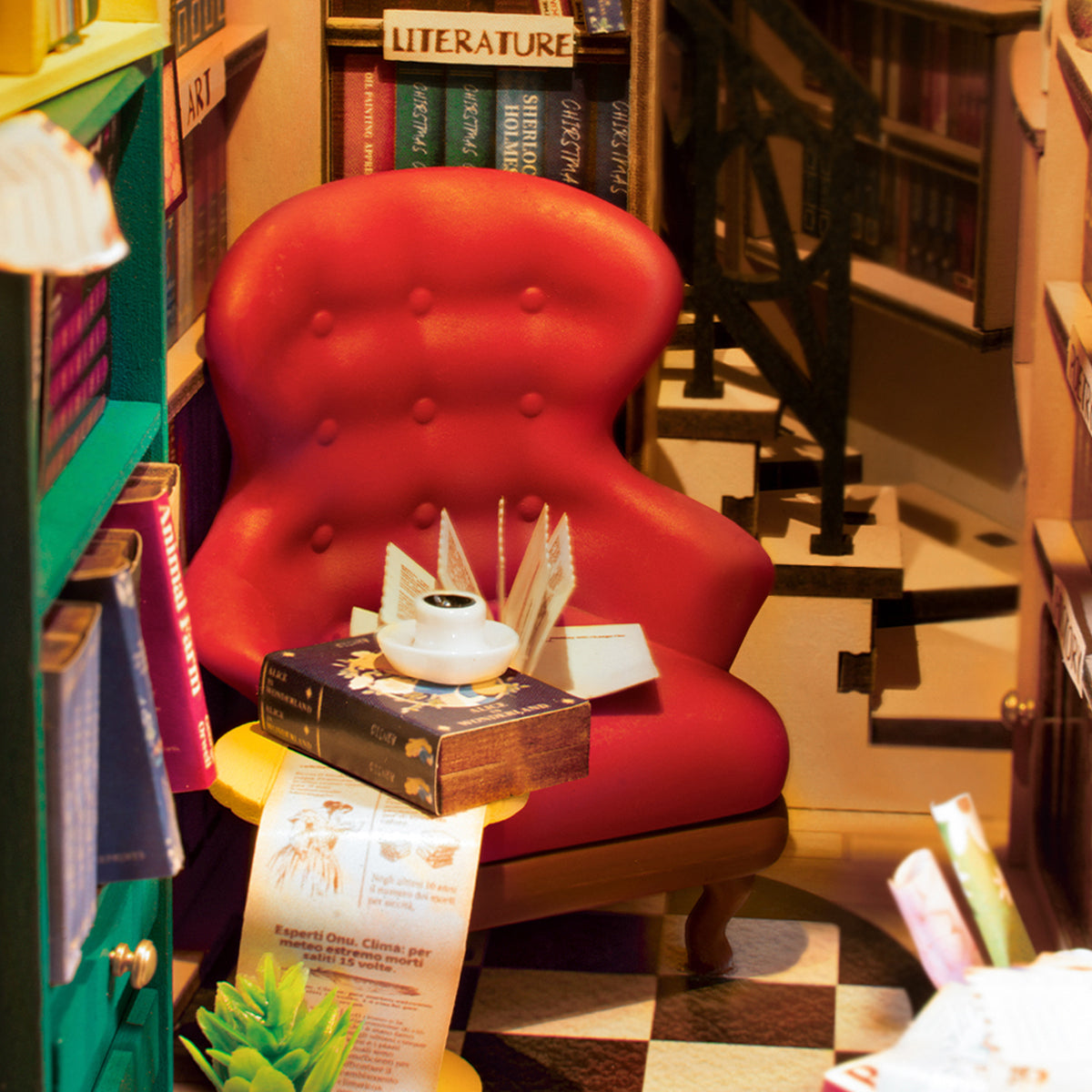 Robotime Rokr - Book nook Bookstore Shakespeare, reggilibro Rolife - TGB07 - immagine 8