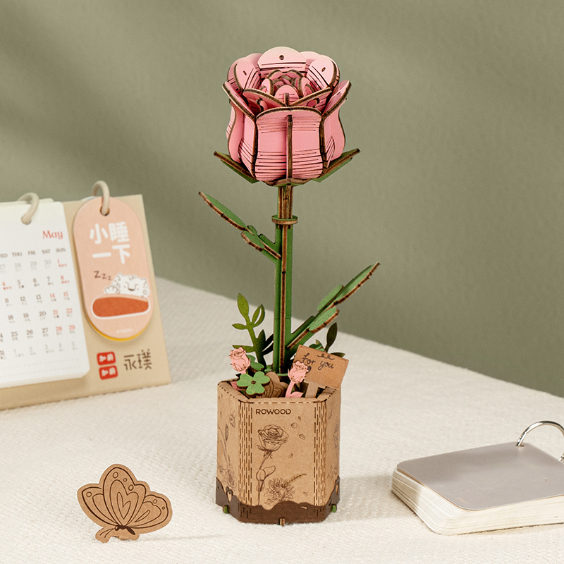 Robotime Rokr - Pink Rose puzzle 3D - TW041 - immagine 2